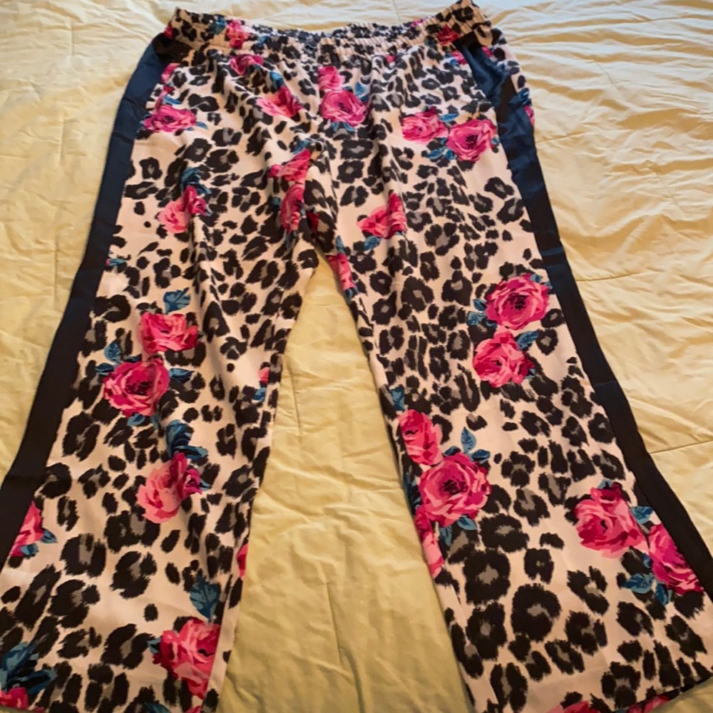 Leopard and rose dress pants